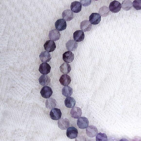 🆕️ 18" Colorful Purple Fluorite Beaded Crystal Stone Necklace blue pink gray - Picture 4 of 8